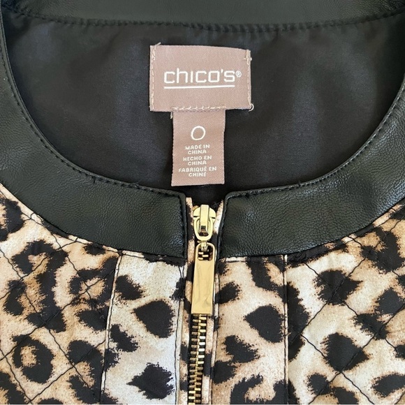 Chico’s Leopard Print Jacket Quilted Fall Jacket Lightweight Zip Up Sz 0 /Small - Picture 12 of 16